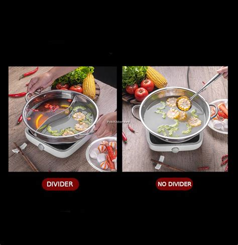 Stainless Steel In Separate Steamboat Hot Pot Divider Pot No Divider Glass Lid Cm Cm