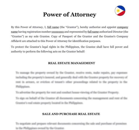 Power Of Attorney In Philippines Download Word Template Doc