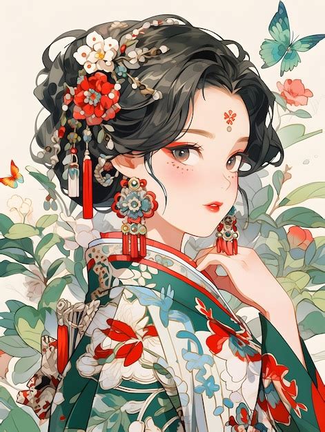 Premium AI Image | A Cultural Chinese Anime Artwork Girl in HanStyle ...