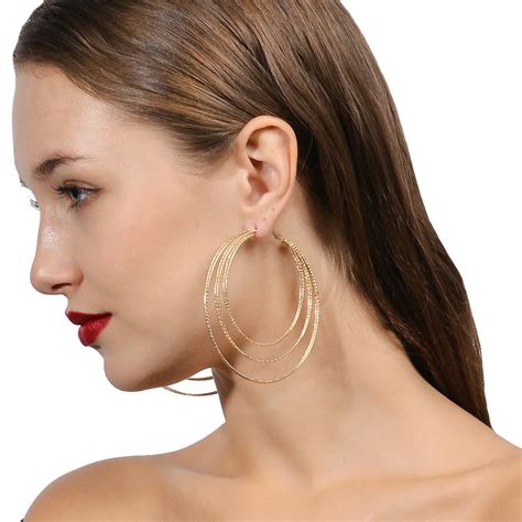 Circle Earrings Hoop Big Large Round Earring Women Metal Loop Earrings