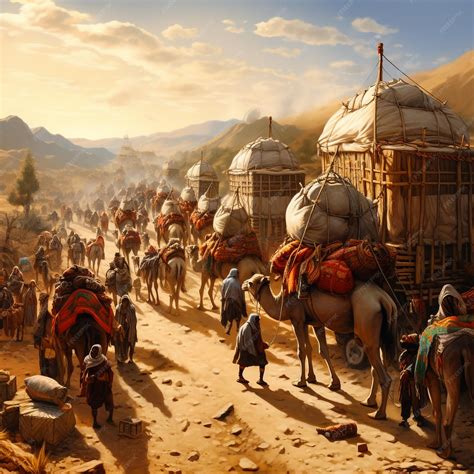 Premium Photo Image Represent Trade Along Silk Road By Mean Of Camelscamels Caravan Carrying