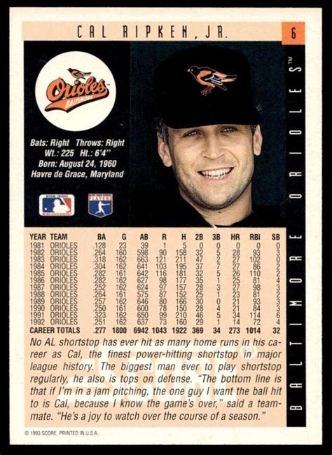 Score Cal Ripken Jr Baltimore Orioles Ebay