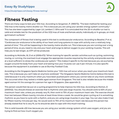 Fitness Testing Essay Example