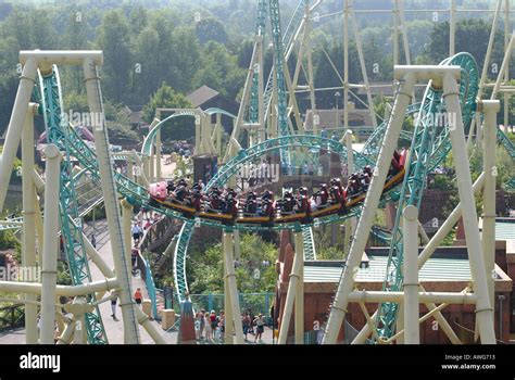 Colossus roller coaster at Thorpe Park, Surrey, United Kingdom Stock ...