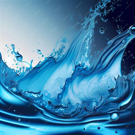 Premium Ai Image Water Splashes Blue Liquid Waves With Swirls And Drops