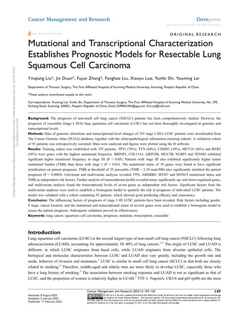 PDF Mutational And Transcriptional Characterization Establishes