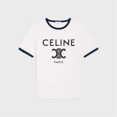 Camiseta Celine Paris Em Jersey De AlgodÃo Off White Marinho