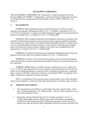 Fillable Online Settlement Agreement This Settlement Agreement