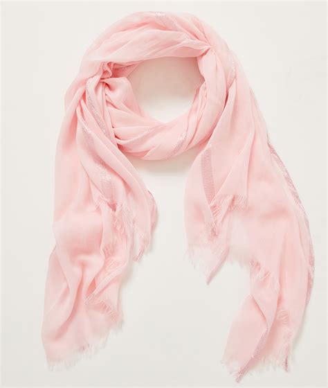 Foulard Uni Avec Bandes Lurex Rose Grain De Malice