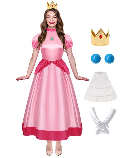 Cicoci Adult Princess Peach Costume Women Pink Dress For Girls Dress