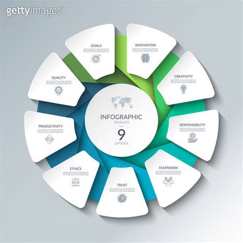 Infographic Circular Diagram With 9 Options Round Chart That Can Be Used For Business Analytics