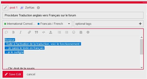 Procédure Traduction Anglais Vers Français Sur Le Forum Francais