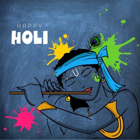 Indian Festival Holi Celebration With Lord Krishna Stock Illustration