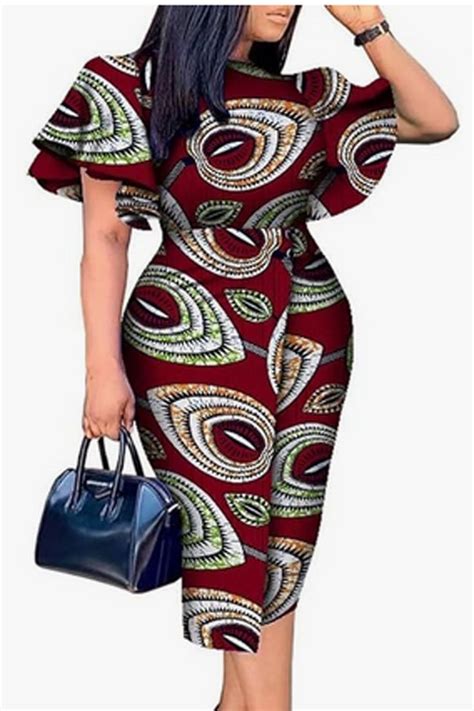 African Women Clothing Print Dresses Flare Sleeve Dashiki Dresses Ankara Fashion Nigerian