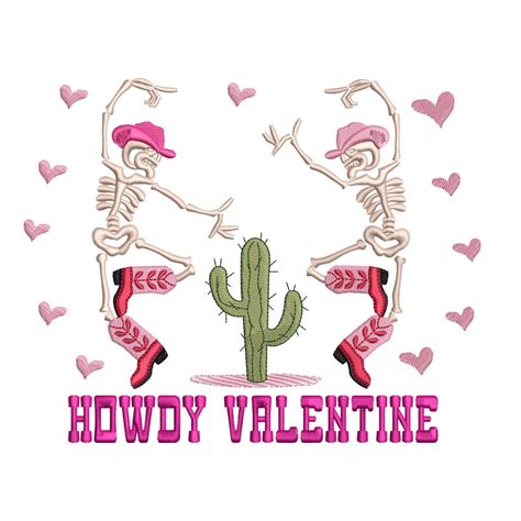 Valentine Dancing Skeletons Embroidery Designs Howdy Valentines Day