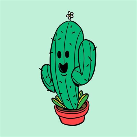 Free Vector Green Saguaro Cactus Sticker Design Element