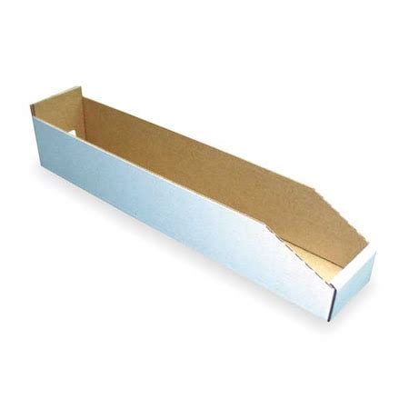 Packaging Of America Corrugated Shelf Bin, White, Cardboard, 23 in L x ...