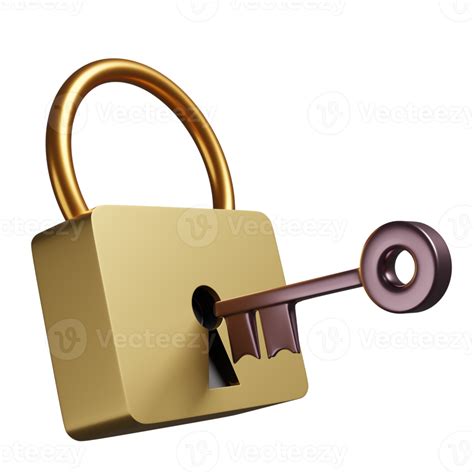 Golden Lock And Copper Key Space Isolated Concept 3d Illustration Or 3d Render 13714140 Png