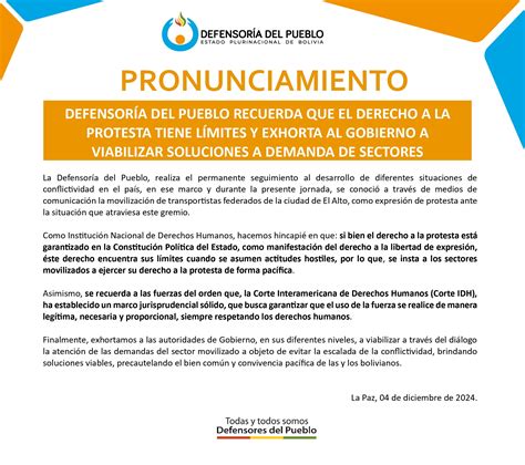 Defensor A Del Pueblo Recuerda Que El Derecho A La Protesta Tiene