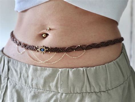 Blue Agate Belly Chain Boho Belly Chain Beach Jewelry Macrame Waist