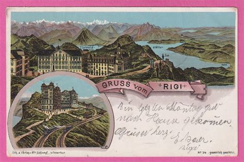 Gruss Vom Rigi Gel 1898 2 Bild Karte Schlumpf Kaufen Auf Ricardo