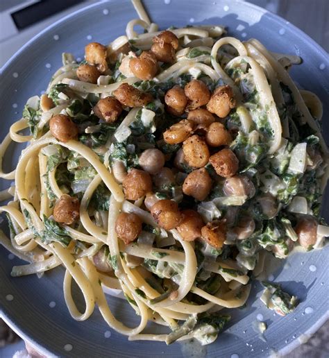 Creamy Chickpea Pasta With Spinach And Rosemary Dining And Cooking