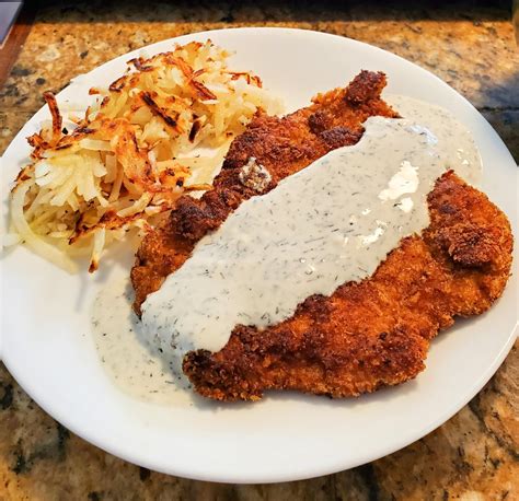 Pork Schnitzel With A Creamy Dill Sauce R Foodporn