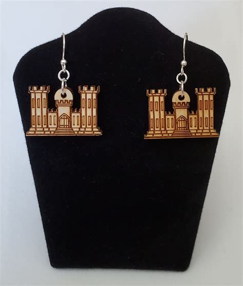 Wooden Castle Earrings