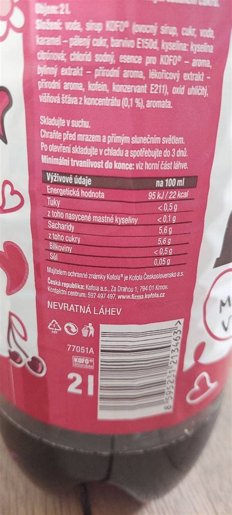 Podrobné Informace O Potravině Kofola Višeň