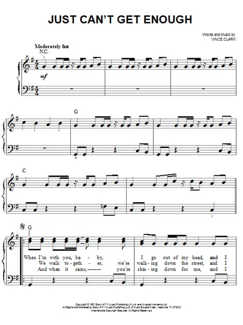 Just Can T Get Enough By Depeche Mode Sheet Music For Easy Piano At