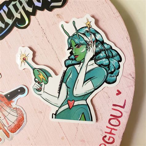Space Babe Alien Pin Up Vinyl Sticker Etsy