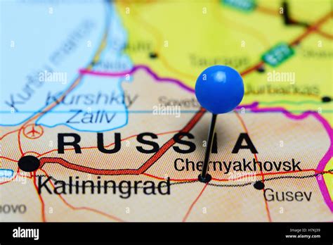chernyakhovsk pinned   map  russia stock photo alamy