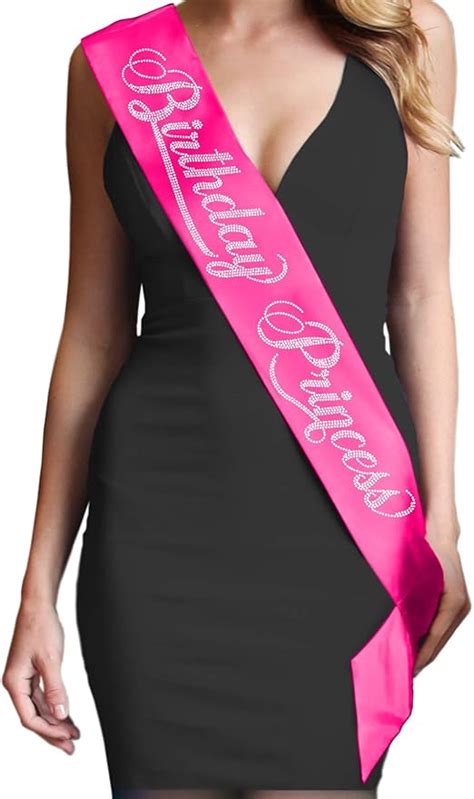 Birthday Princess Hot Pink Sash Rhinestone Birthday