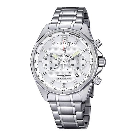 Festina Sport Chronograph F Silberne Herrenuhr Mit Tachymeter