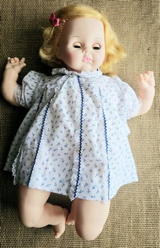 Vintage Madame Alexander Pussy Cat Baby Doll Blonde Blue Dress