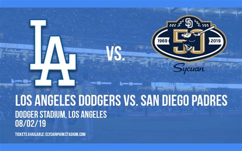 Los Angeles Dodgers vs. San Diego Padres Tickets | 2nd August | Dodger ...