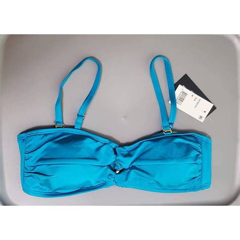 Kenneth Cole Solid Attitude Looped Bandeau Bikini Depop