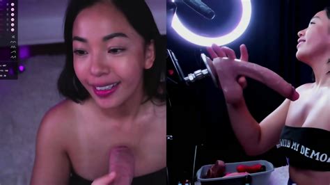 Beautiful Asian Teen Luna Dildo Blowjob Show