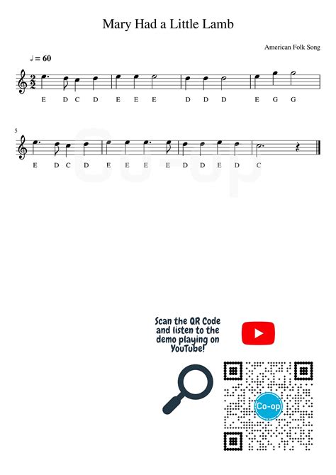 mary had a little lamb music notes 5