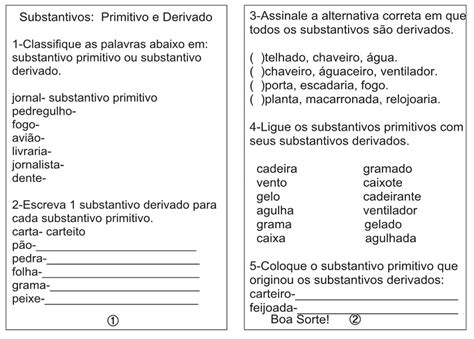 Texto Para Trabalhar Substantivo Primitivo E Derivado 4 Ano - Atividade Sobre Substantivo Primitivo E Derivado - NAZAEDU