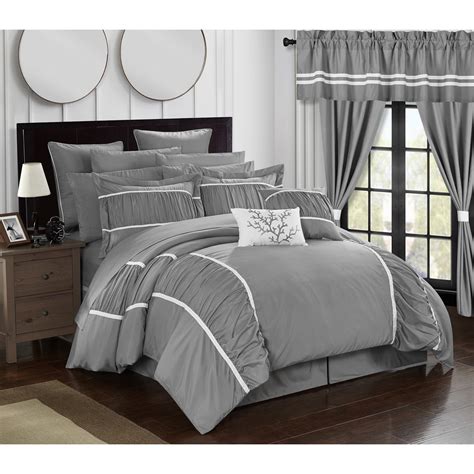 24 Piece Marian Complete bedroom in a bag Pinch Pleat Ruffled Designer Embellished Bed In a Bag ...