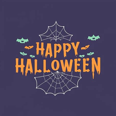 Letras de feliz halloween con telaraña y murciélagos Foto Premium