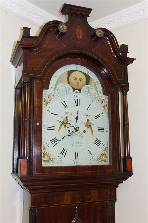 Antique Mahogany Rolling Moon Longcase Grandfather Clock Thomas Holmes
