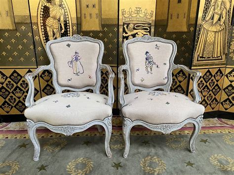 Proantic Paire De Fauteuils Cabriolets De Style Louis Xv