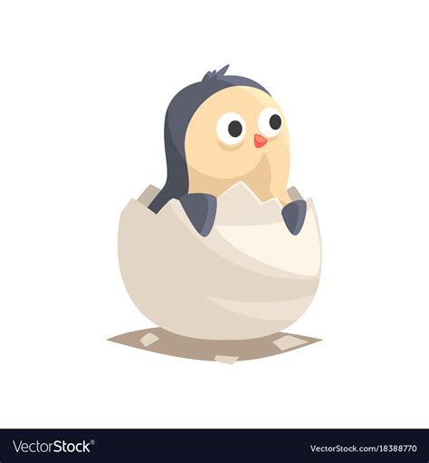 Adorable newborn penguin hatching from egg Vector Image