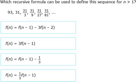 IXL - Write recursive formulas for geometric sequences: function ...