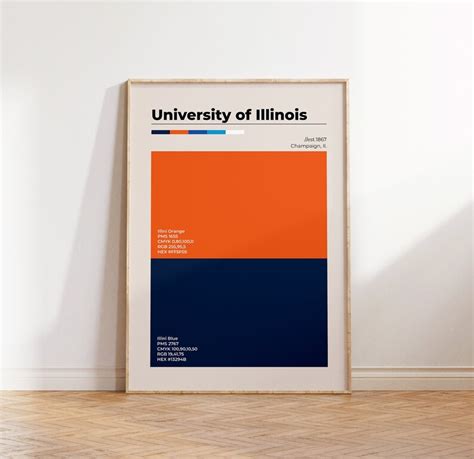 University Of Illinos Fighting Illini Poster Collegiate Wall Art Etsy