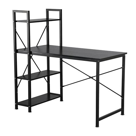 Utopia Alley Modern Style Computer Desk With 4 Tier Attached Bookshelf