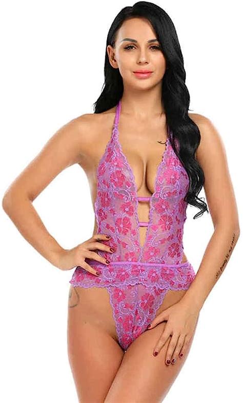 Women S Erotic Sleepwear Women Sexy One Piece Lingerie Bodysuit Cotton Front Cut Out Floral Sexy