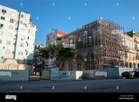 Walled Sports Area In A Neighbourhood In Old Havana Cuba Stock Photo